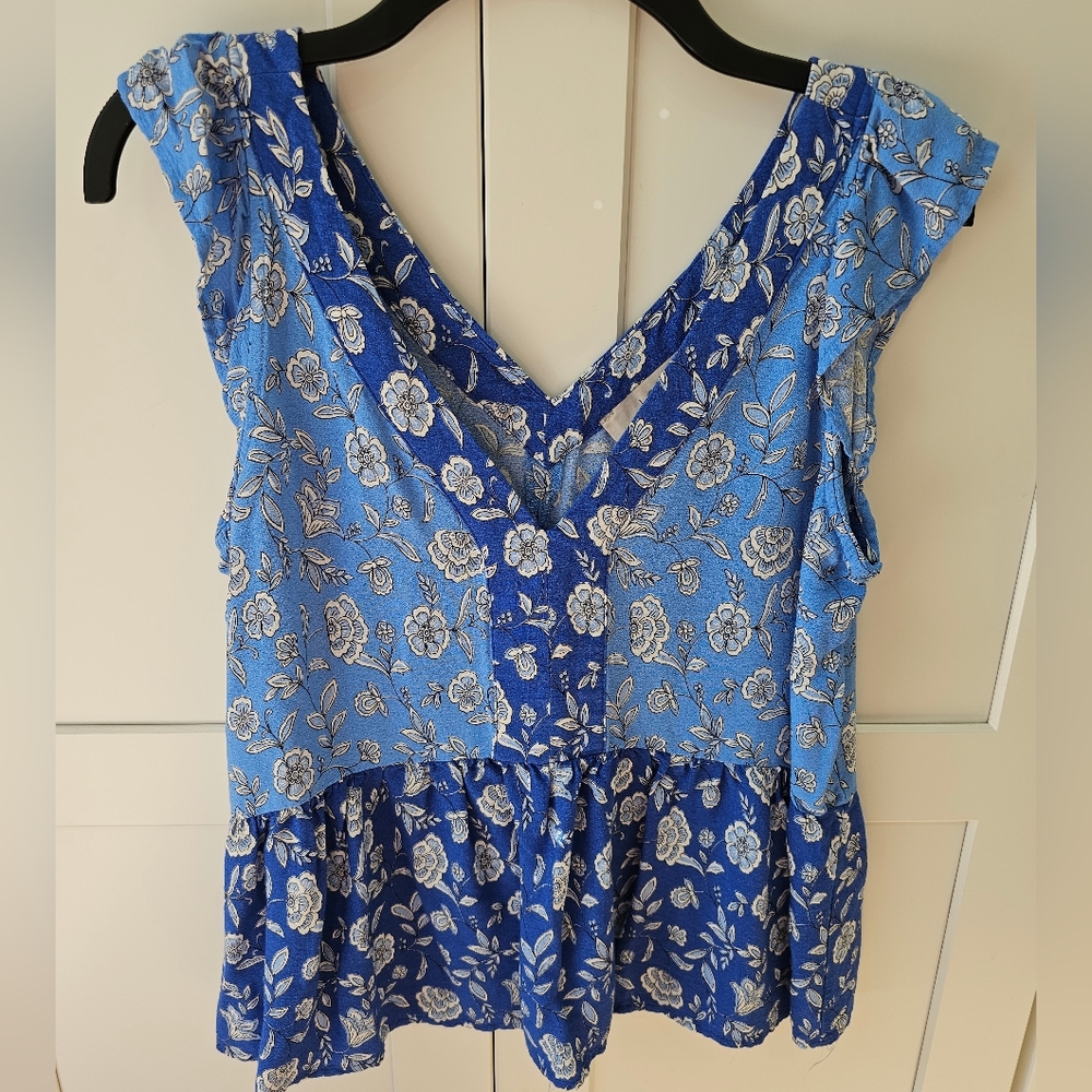 LOFT Country Prairie Cottagecore Floral Top, Sz S